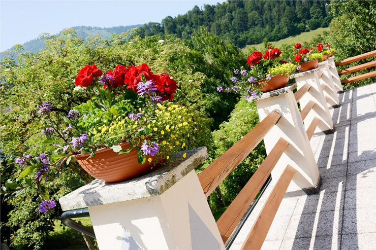 Terrasse mit Blumen