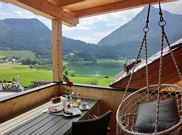 Hotel suite, shower, toilet, lake view