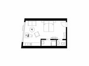 Junior suite, shower, toilet, living room/bedroom